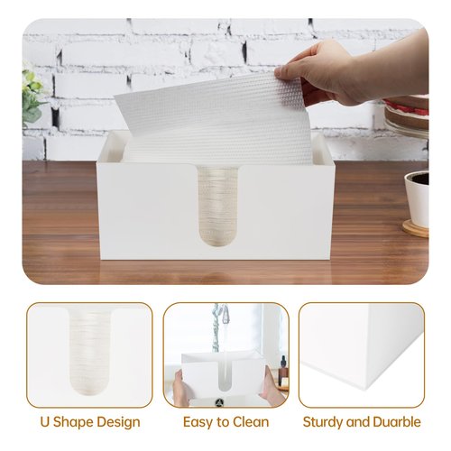 1Pack Paper Towel Holder Countertop, White Acrylic Napkin Dispenser, Multifold Paper Towel Dispenser for for Z-fold C-fold MultiFold Trifold-Bathroom Toilet Kitchen Restaurant(3mm Acrylic)