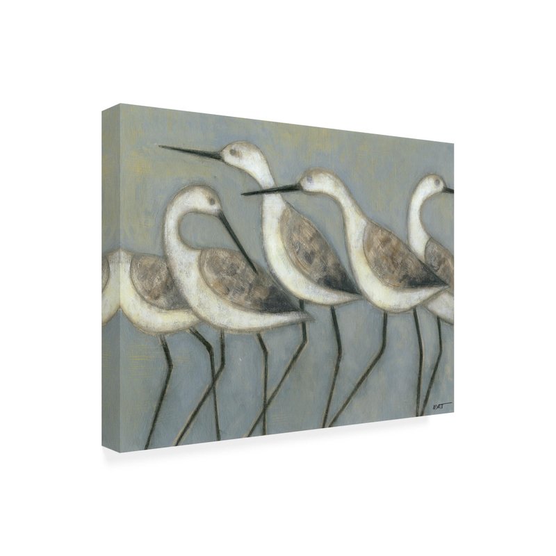 Wrapped Canvas Wall Art - Norman Wyatt 'Shore Birds I' Wall Art for Living Room, Bedroom, or Office Décor - 24x32