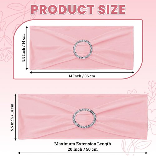 MDS Spandex Chair Sashes - Pack of 150 Universal Elastic Stretch Ties with Buckle Slider - Dusty Rose