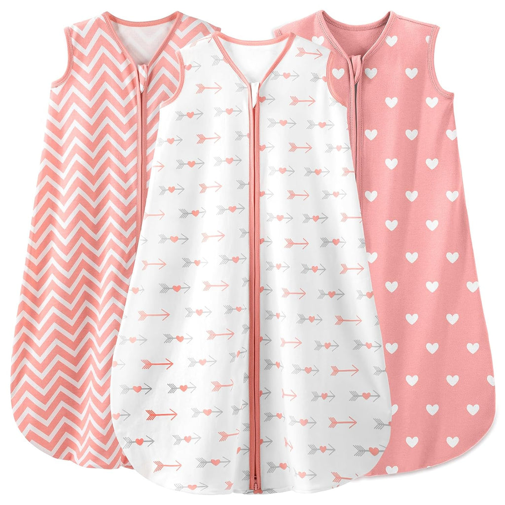 Yoofoss Baby Sleep Sack - 100% Organic Cotton Wearable Blanket | 12-18 Months, 2-Way Zipper, 3 Pack
