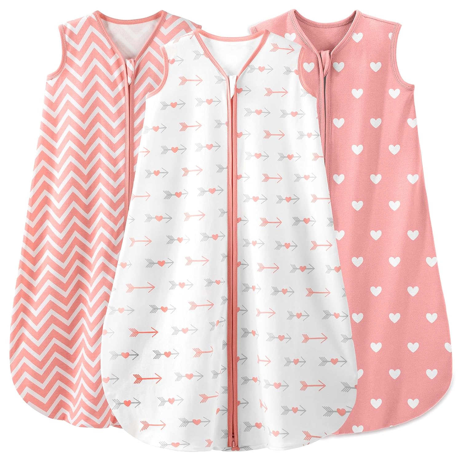 Yoofoss Baby Sleep Sack - 100% Organic Cotton Wearable Blanket | 12-18 Months, 2-Way Zipper, 3 Pack