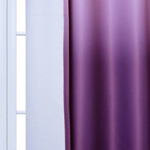Yakamok 63 Inch Long Ombre Curtains,Thermal Insulated Light Blocking Greyish White to Purple Gradient Color Curtains, Room Darkening Grommet Window Drapes for Living Room/Bedroom(2 Panels,62W x 63L)