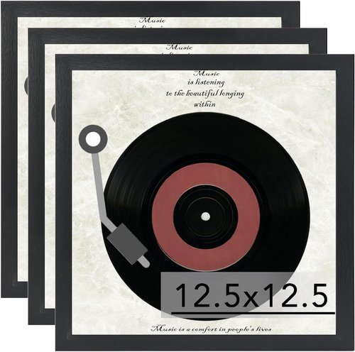 JCJMY Vinyl Record Frame - Sturdy 12.5x12.5 Album Cover Display | Black, 3 Pack for Wall Decor
