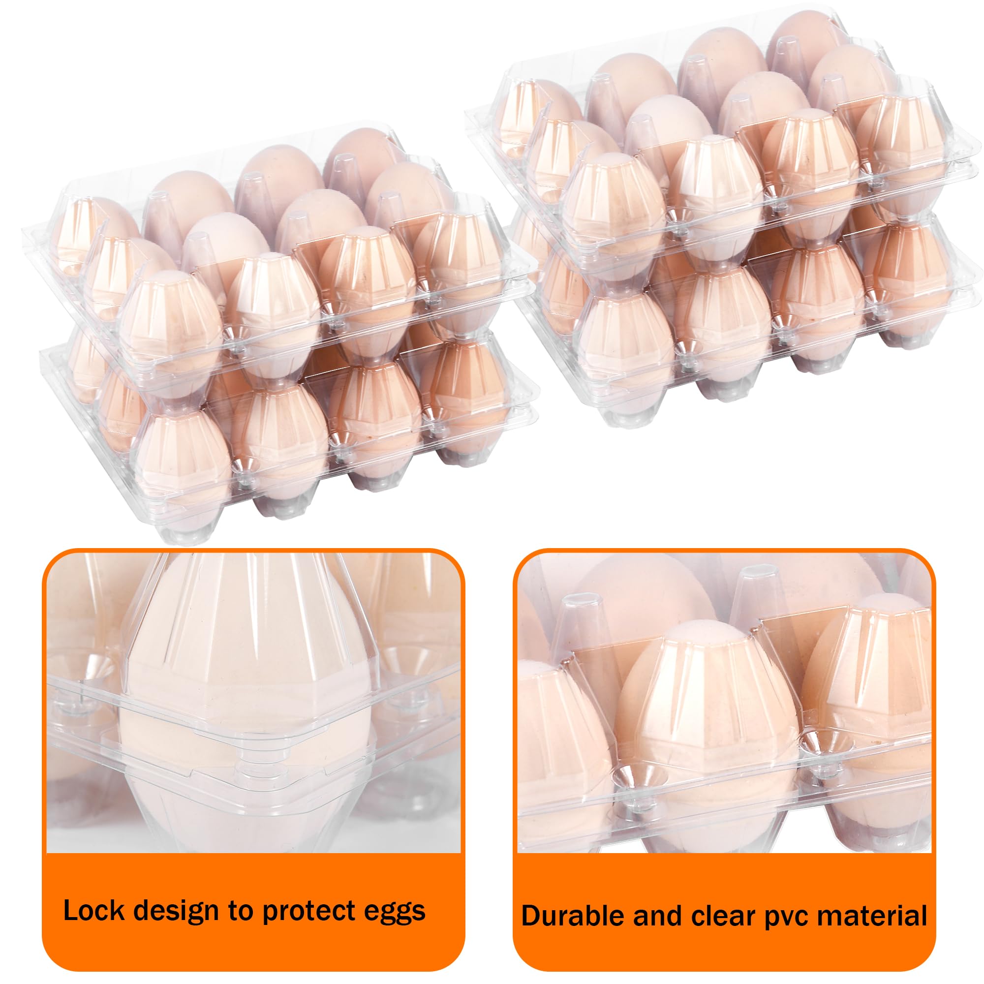 ZHIGLMYD 100 Pack 12 Count Plastic Egg Cartons - Bulk Cheap Clear Reusable Egg Containers for Chicken Eggs, Dozen Egg Storage Solutions.