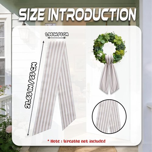 AZYM Wreath Sash Set - Elegant Ribbon Accessories for Front Door Decor | White & Beige