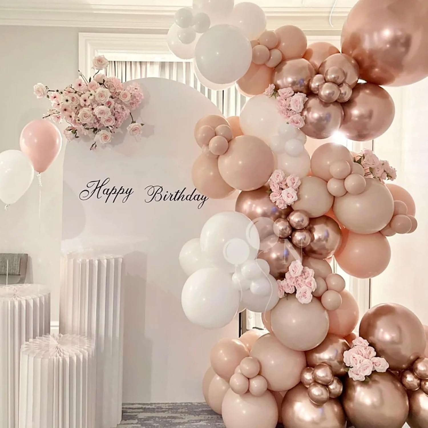 Voircoloria Metallic Rose Gold Balloons - 12-Inch Chrome Latex | 66-Pack for Parties & Celebrations