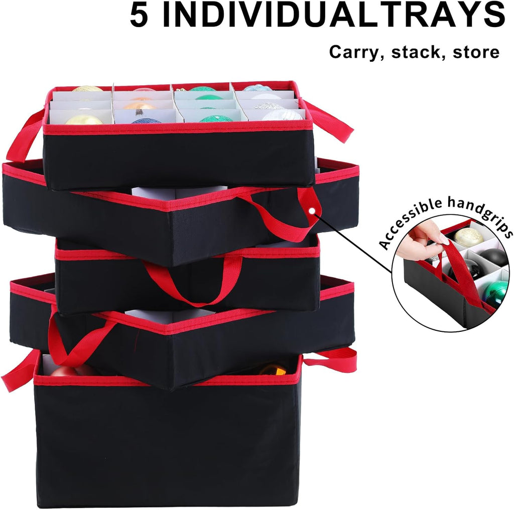 Skiennix Large 2-in-1 Christmas Ornament Storage Box - High Capacity & Easy Organization (Black)