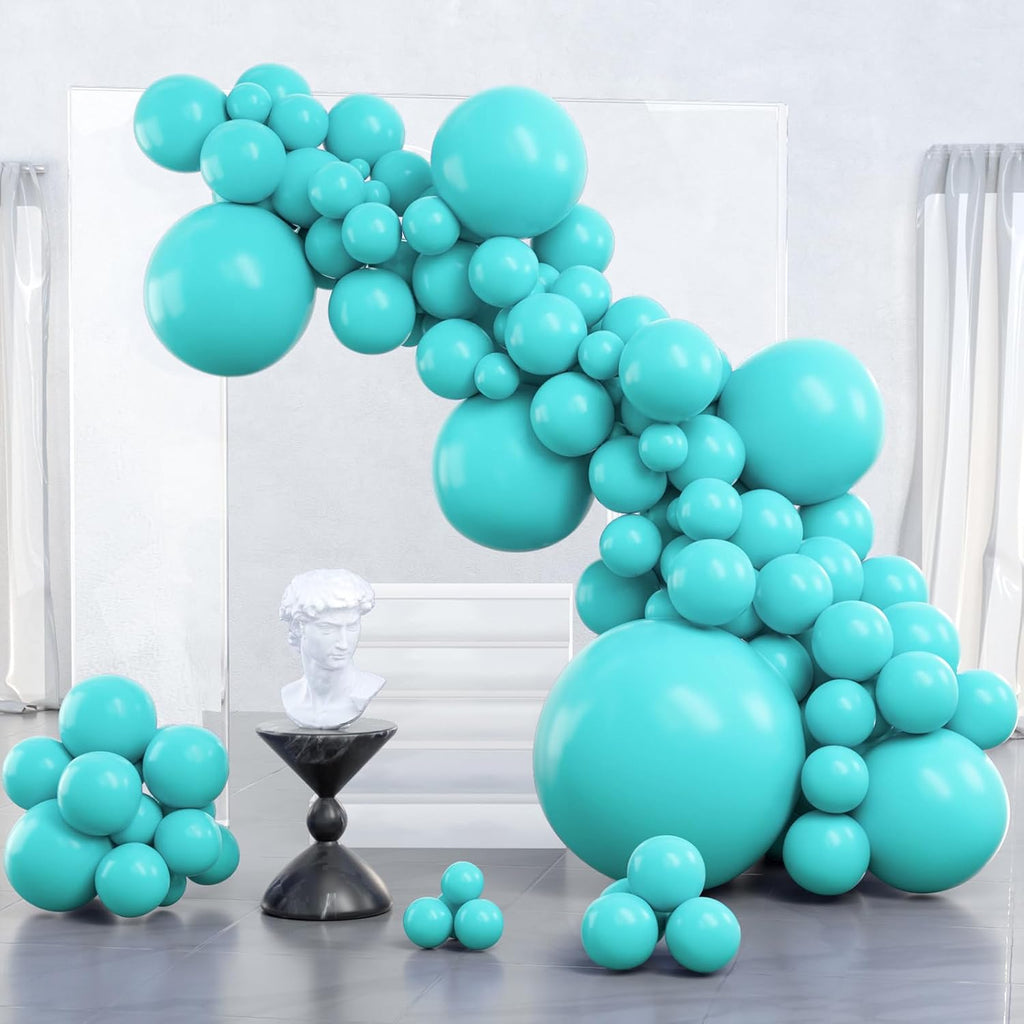PartyWoo Teal Balloon Arch Kit - 127-Piece Set with 5 to 18-Inch Balloons for Baby Showers & Birthdays