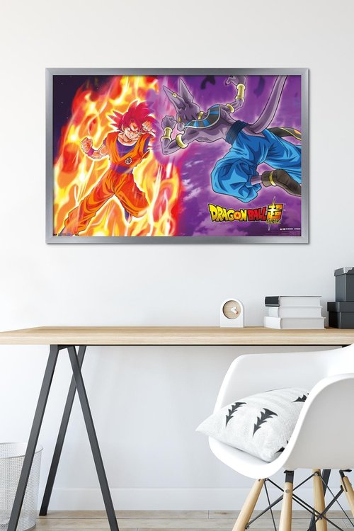 Trends International Dragon Ball: Super - Gods Battle Wall Poster, 22.375" x 34", Silver Framed Version