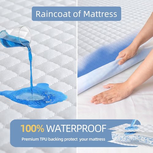 JOSOP Waterproof Mattress Protector - Breathable Bamboo Viscose Queen Cover | 20" Deep Pocket, Washable