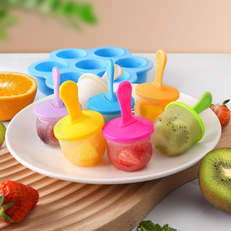 JBYAMUS Silicone Popsicle Molds, Ice Pop Molds, Storage Container for Homemade Food, Kids Ice Cream DIY Pop Molds - BPA Free (R-Green)