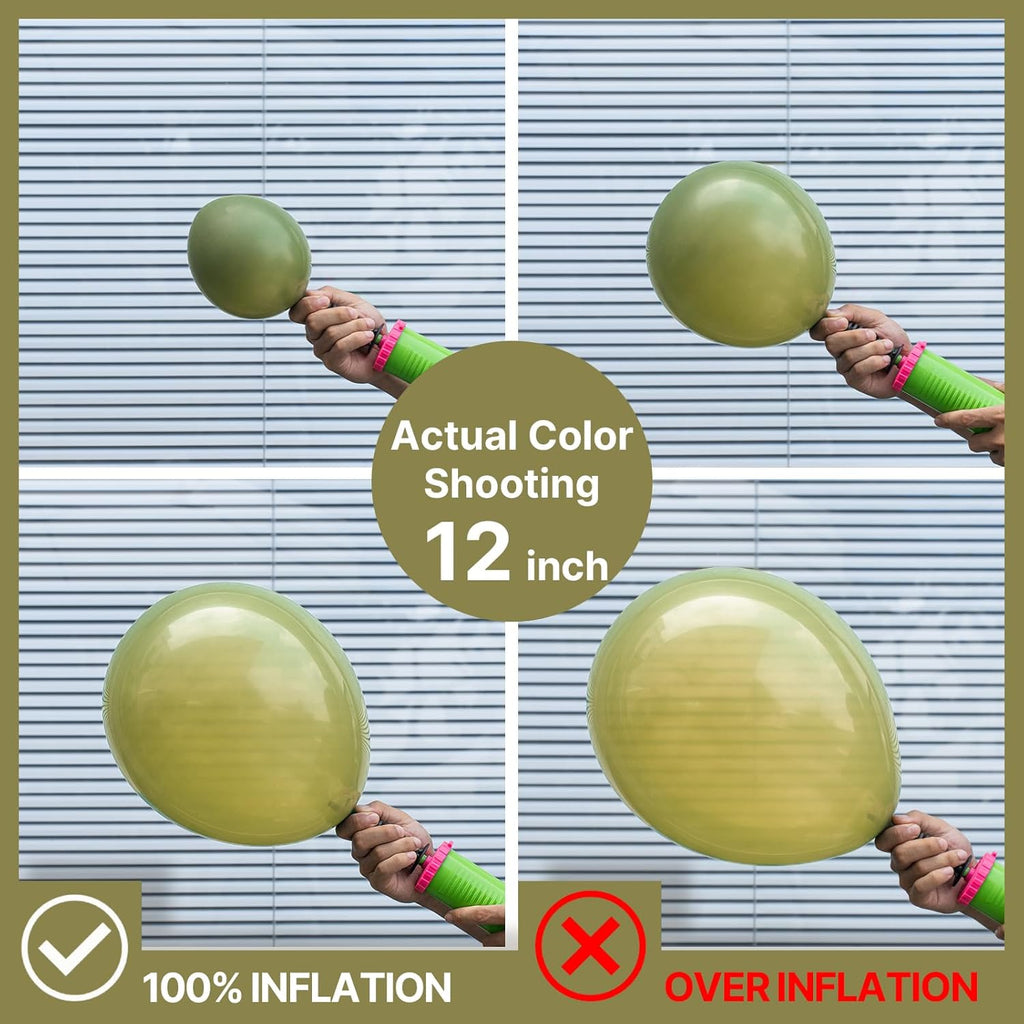 PartyWoo Sage Green Balloons - 100pcs Latex Balloon Arch Kit for Weddings & Birthdays | 18", 12", 10", 5" Sizes