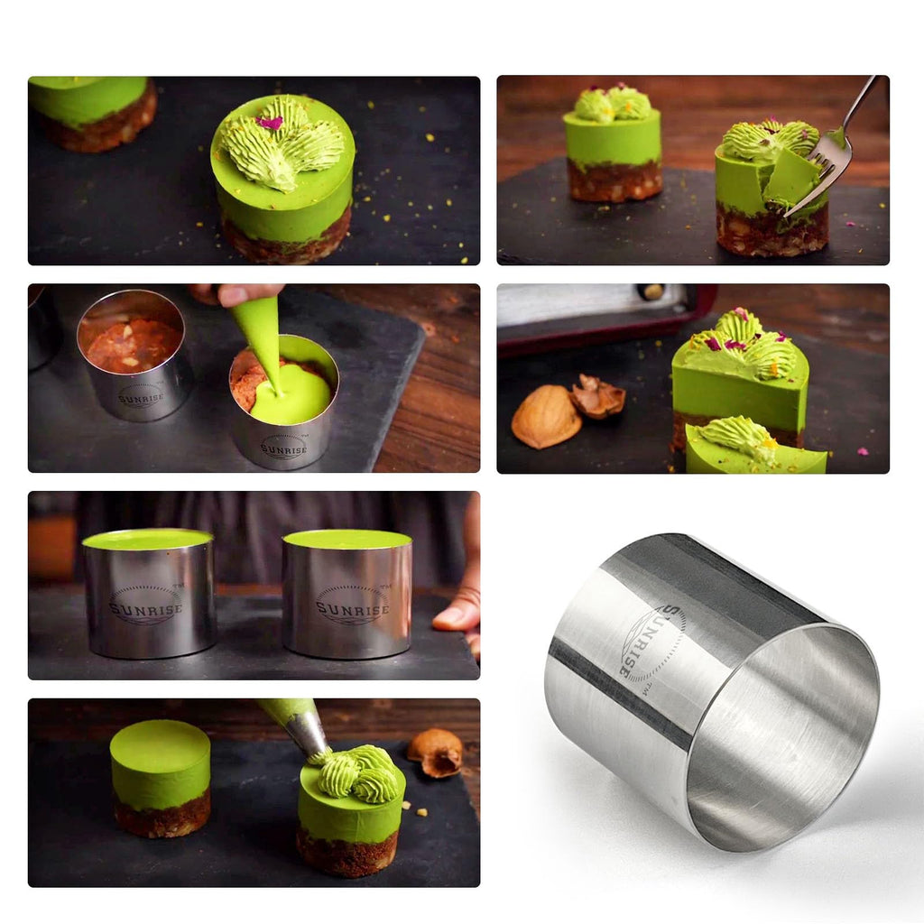 (Pack of 2) Round Food Ring, Stainless Steel (3.5" D x 2"H)