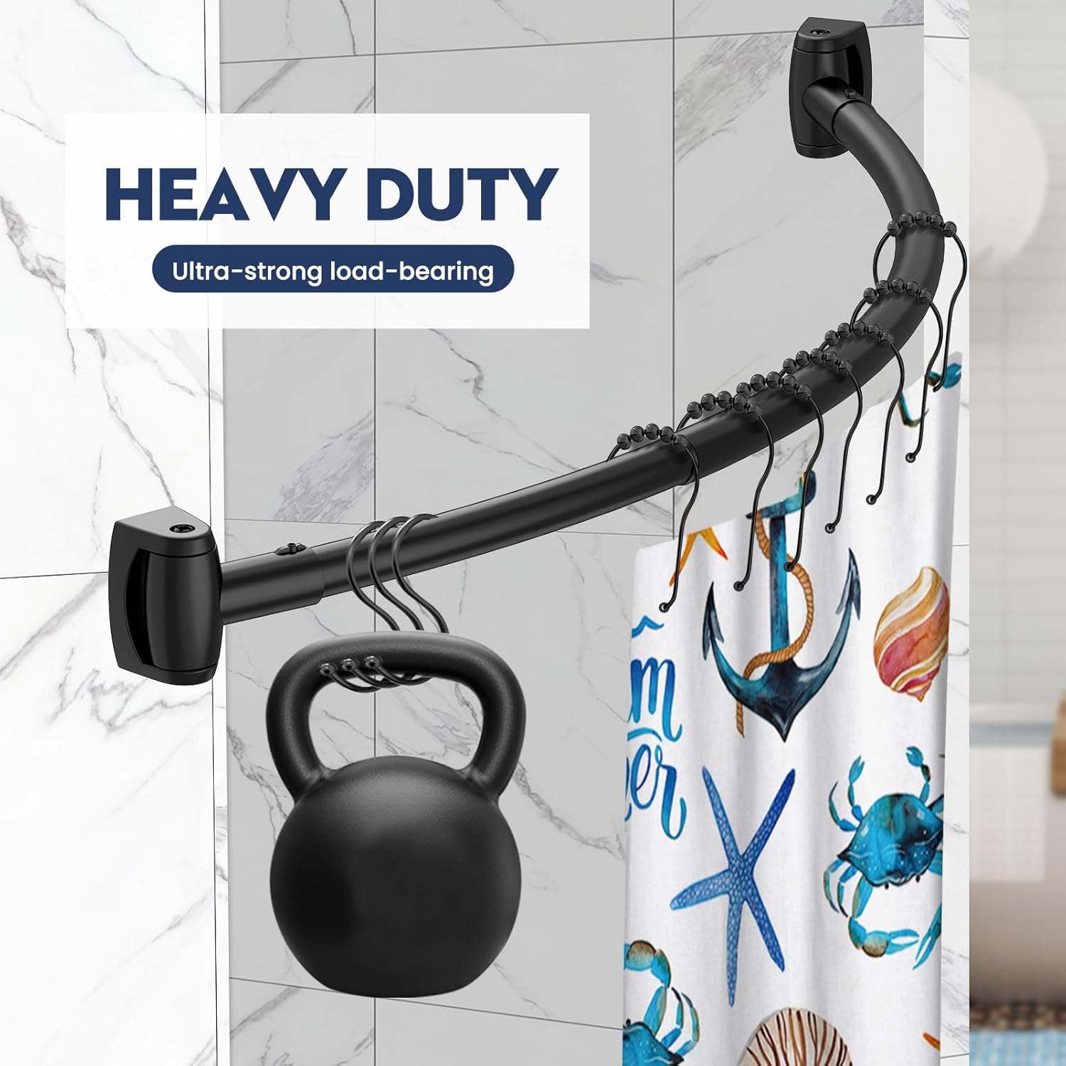 Premium Stainless Steel Curved Shower Curtain Rod by [Brand Name] - Adjustable 33-78 Inches, Rust-Proof Design for Bathroom