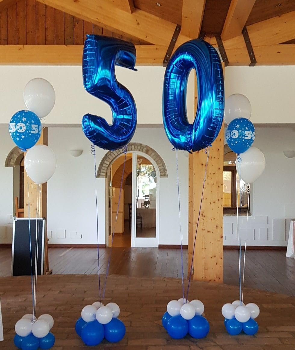 Skiennix 40-Inch Dark Blue Number 50 Foil Balloons - Perfect for 50th Birthday Parties & Anniversaries
