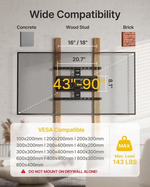 monTEK 0.77" Ultra Slim TV Wall Mount for 43-90 Inch TVs, Swivel & Tilt & Leveling & Extension Wall Mount TV Bracket with Articulating Dual Arms, Low Profile Full Motion tv Mount, 4X Weight Tested