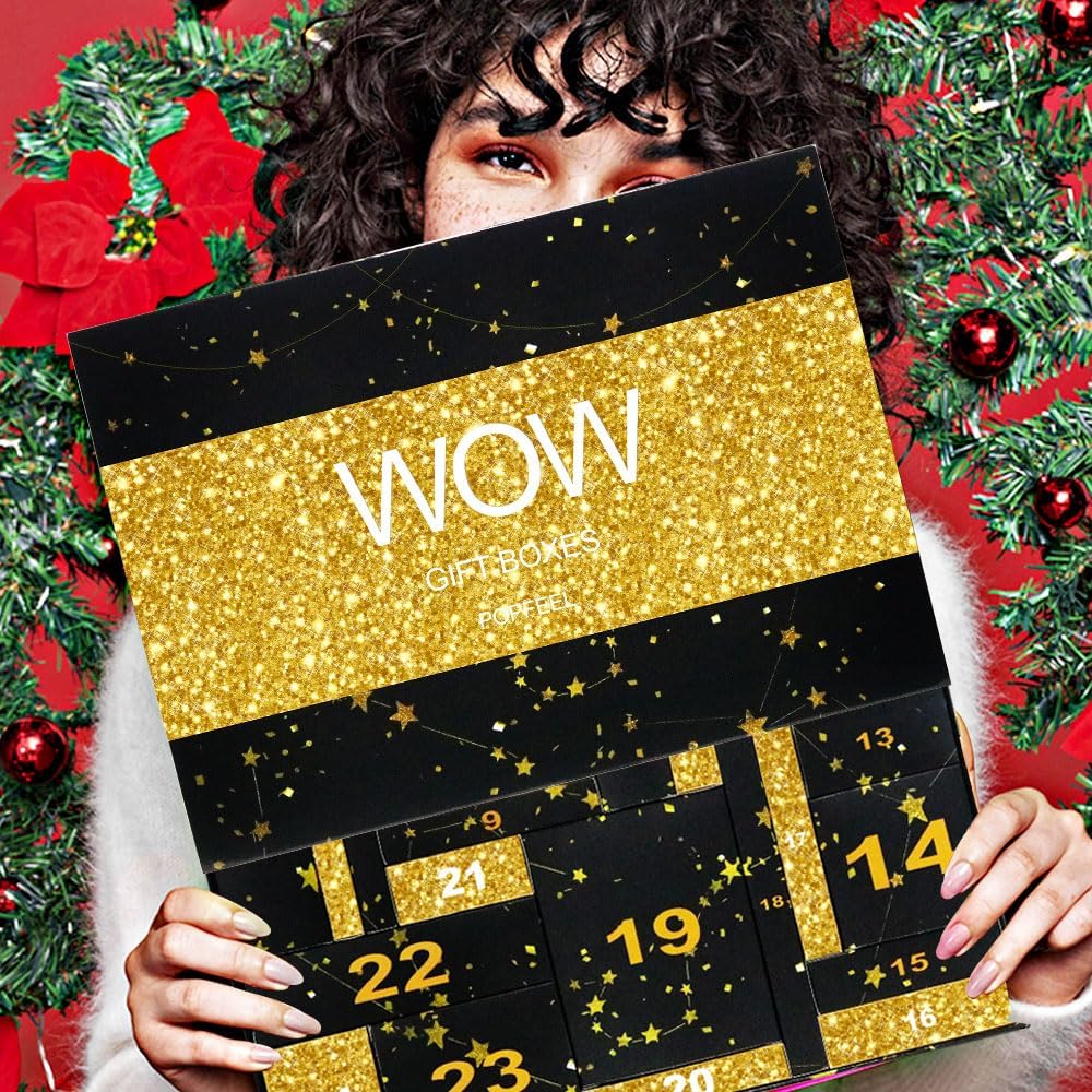Skiennix Makeup Advent Calendar 2025 - 24-Day Countdown Gift Box for Teens & Women | Black Gold