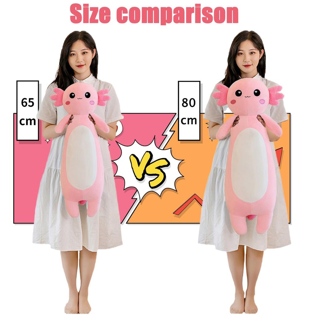 Somao Long Axolotl Plush Pillow, Cute Axolotl Stuffed Animal Body Plush Soft Plushies Doll Toy for Girls Boys(65cm/25.5inch,Pink)