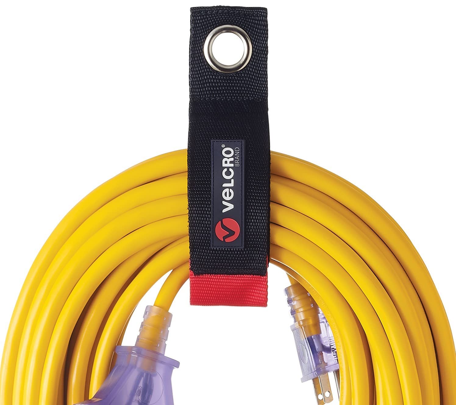 VELCRO Brand Easy Hang Extension Cord Organizer - Declutter Your Space, Heavy Duty 75 lb Hold - 2 Pack, Medium 14 in, Black Straps for 25–50 ft Cords