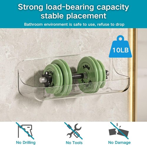 Acrylic Wall Mounted Shelf | 2 PCS Transparent Non-Drilled Bathroom Storage Solution