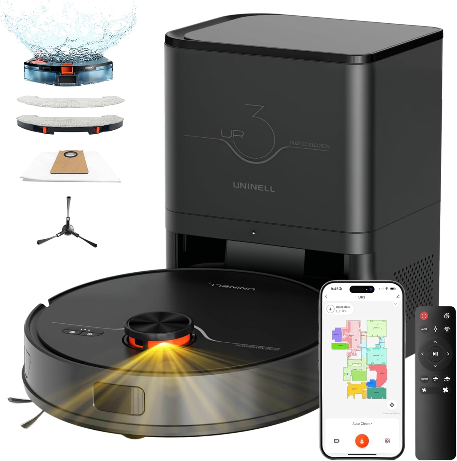Skiennix Robot Vacuum and Mop Combo - Self-Emptying, 7000Pa Suction, 180 Min Runtime, Home Mapping, App/Alexa Control