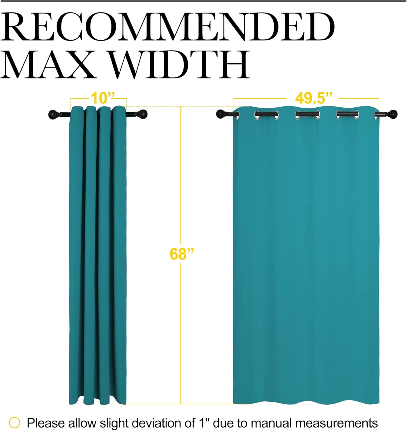 NICETOWN Blackout Curtains - Thermal Insulated Room Darkening Panels for Bedrooms | Peacock Teal, 68" Length (2 Pieces)