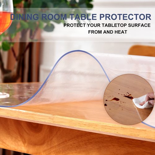 38x78 inch Clear PVC Table Cover Protector Plastic Tablecloth Crystal Desk Topper Cover Mat Tabletop Tablecloth Protector for Christmas Party/Banquet/Carnival Table Protector Rectangle Anti Scratch