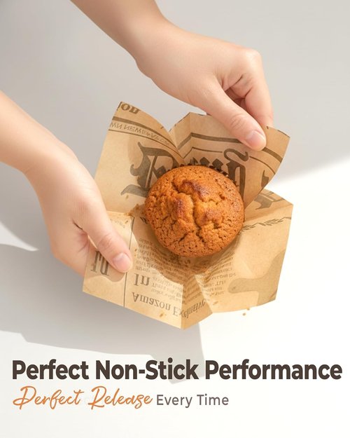 Bake Choice Tulip Cupcake Liners - 200 Pcs Grease Resistant Parchment Paper Muffin Wrappers | Newspaper Print
