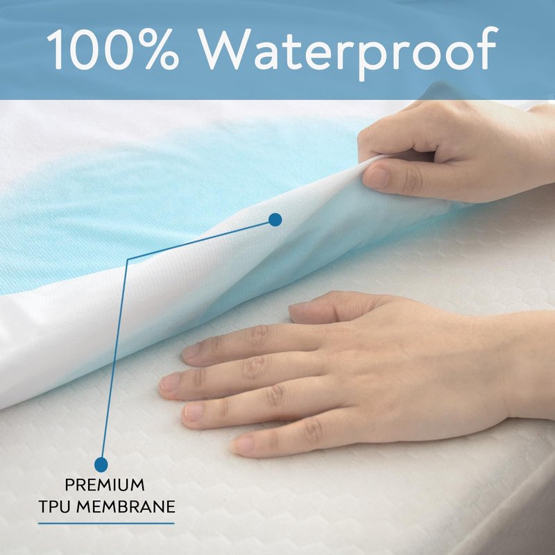 Sleeper Sofa Full Terry Mattress Protector Waterproof for 54''×72'' up to 8'' Depth, Ultra Soft & Breathable Smooth Top Fitted Mattress Cover Skin-Friendly Machine Washable