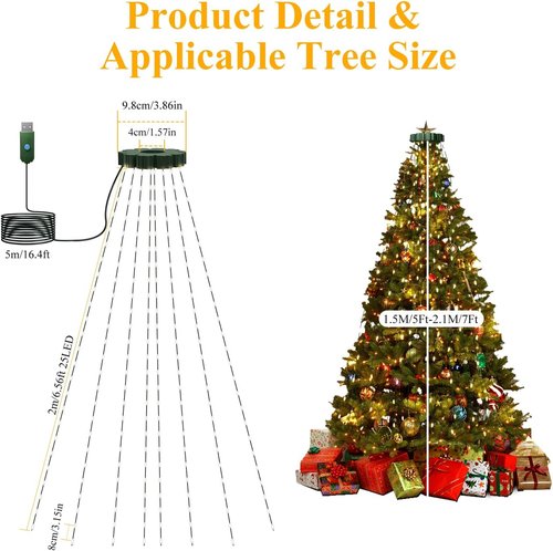 Btfarm Christmas Tree Lights - 400 LED USB Fairy Lights with Remote | 6.6FT, Waterproof, 8 Modes, Warm White