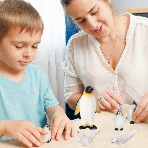 Kasyat 16 Pcs Polar Animals Figurines Set - Realistic Arctic Wildlife for Parties | White Bear, Penguin, Whale & More