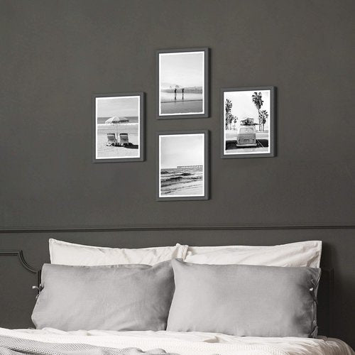 Framed Beach Wall Art Bedroom: Modern Black and White Living Room Tropical Ocean Wave Scene Picture Relaxing Bathroom Coastal Sea Landscape Painting Print 11x14 Vertical Seascape Artwork