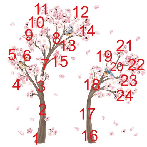 Decalmile Large Cherry Blossom Tree Wall Decals Pink Flower Branch Wall Stickers for Living Room Bedroom Baby Nursery Decor (Tree H: 67 Inch)