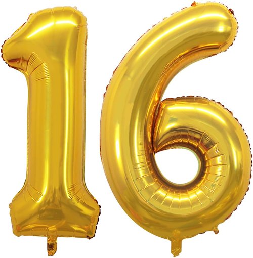 GOER Jumbo 16-Inch Foil Balloons - Sweet 16 Birthday Party Decorations | Gold Helium Balloons for 61st Birthday