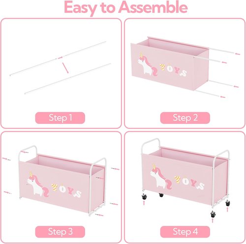 Granny Says Toy Box - Extra Large Kids Toy Chest with Wheels | 135L Pink Storage Organizer