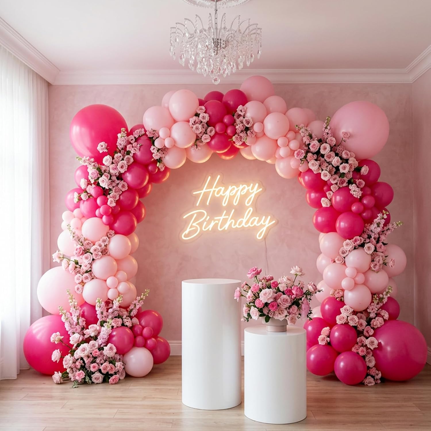 RUBFAC Balloon Garland Kit - 129pcs Latex Balloons in Baby Pink & Hot Pink | Perfect for Birthdays, Weddings, Baby Showers