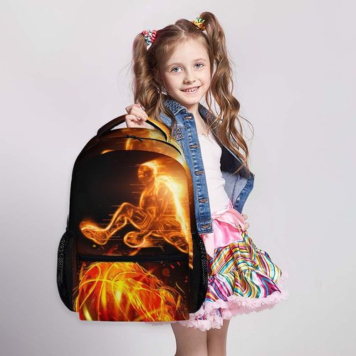 Wedinosaurnes Kids Backpack, Cool Basketball Backpack, 17 Inch Boys School Bag for Gift, Large Capacity Bookbag for Preschool Elementary Kindergarten Travel