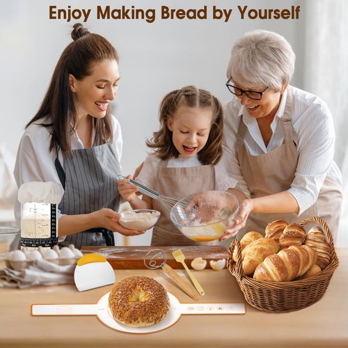 Goeveo Sourdough Starter Kit, 42Pcs Sourdough Bread Baking Supplies Sour Dough Kit 650ml Sourdough Starter Jar Feeding Time Tracker Bread Making Supplies Tools Gifts for Bakers Bread Bags for Homemade
