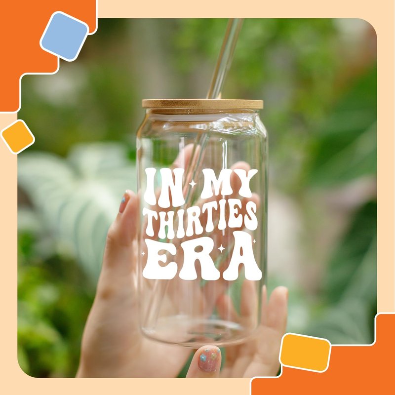 NewEleven 30th Birthday Gifts For Women - 30s Birthday Decorations - 30 Year Old Gift For Her, Woman, Sister, Mom, Daughter, Best Friend - In My Thirties Era Glass - 16 Oz Coffee Glass