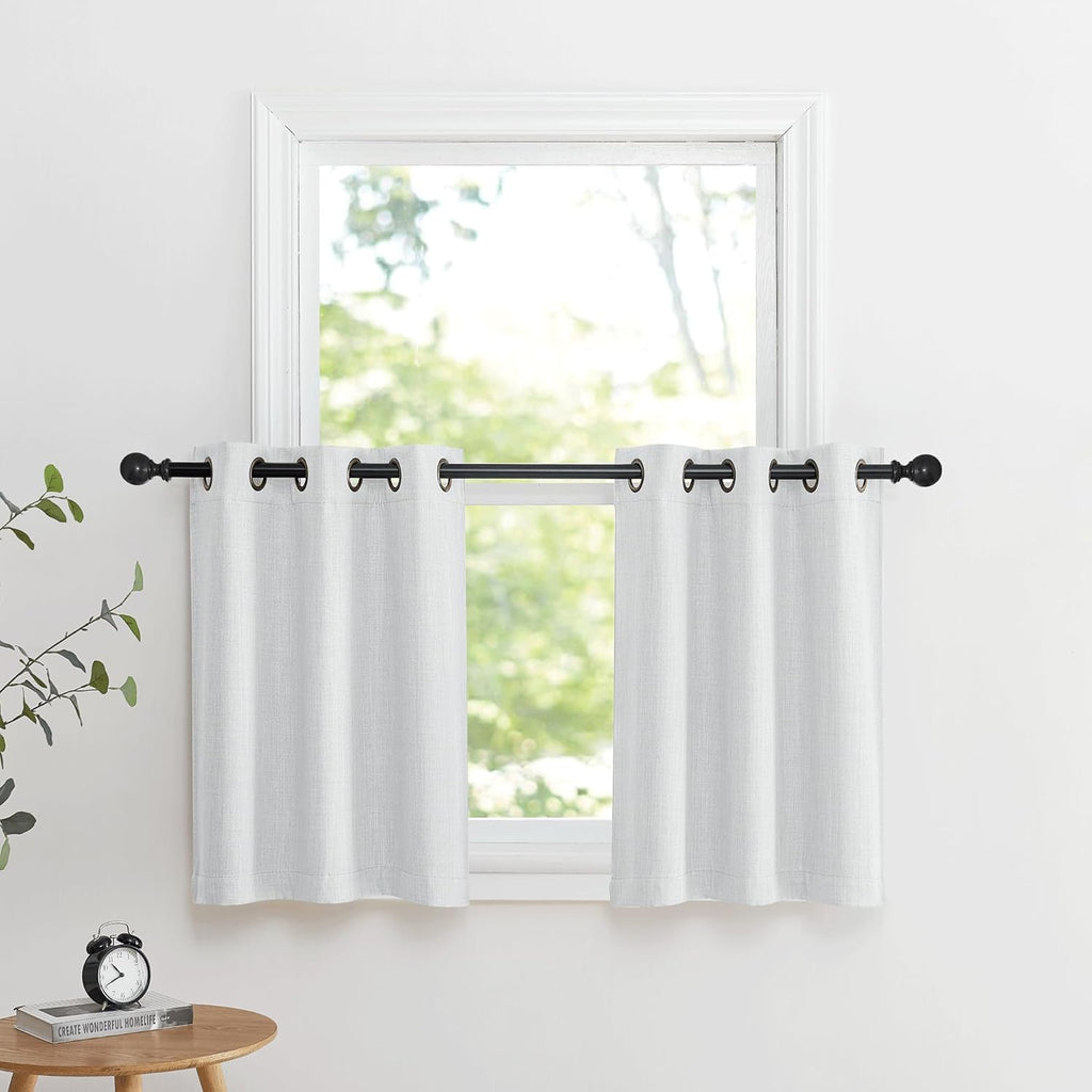 NICETOWN Blackout Small Curtains - Thermal Insulated Grommet Valances for Kitchen | 34" Wide x 30" Long, Greyish White