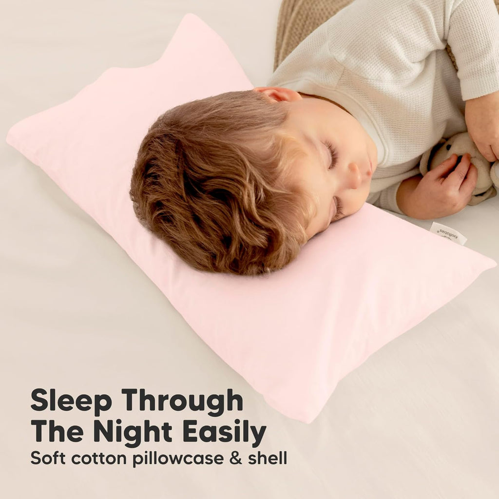 My Little Dreamy Toddler Pillow - Organic Cotton Travel Pillow with Soft Pillowcase | 10x18, Machine Washable, Ideal for Ages 2-5 (Flutter)