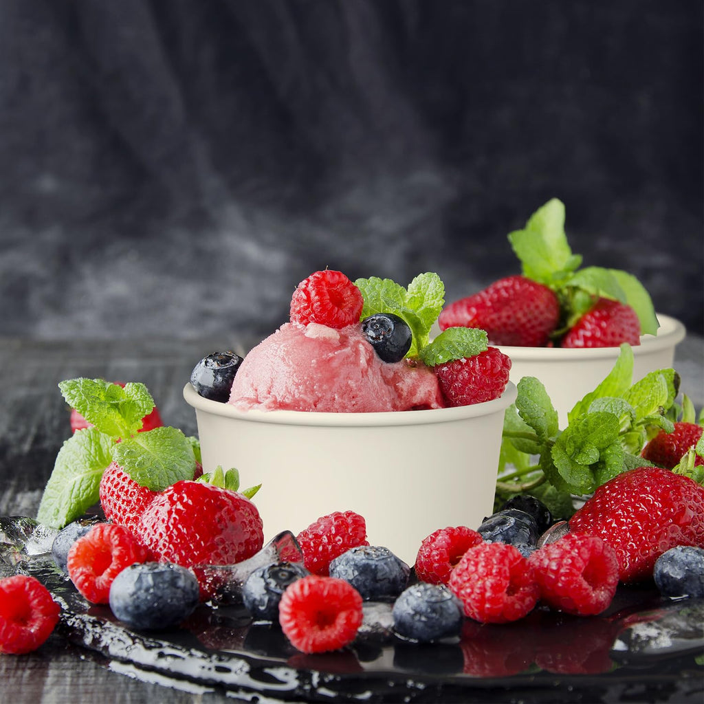 Hulless 80 Pcs 8 Ounce Ice Cream Cups Disposable Paper Cups Dessert Bowls for Hot and Cold Food, Soup, Sundae, Frozen Yogurt