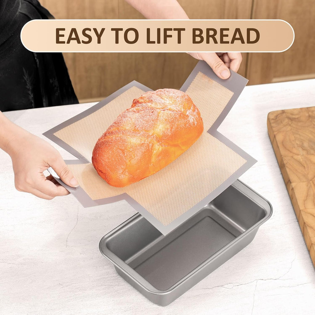 Skiennix Reusable Silicone Bread Loaf Pan Liners - Nonstick Baking Mats for 9.5 x 5 Inch Pans | 2 Pack
