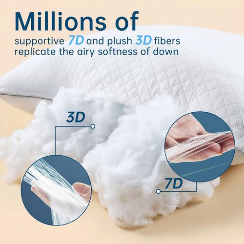 JOLLYVOGUE Queen Size Pillows Set of 4 | Oeko-Tex Certified Down Alternative for All Sleepers - Medium Support, Machine-Washable