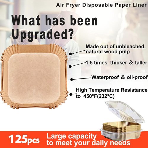 Air Fryer Liners | 125 Pcs 9-Inch Non-Stick Parchment Paper for 5QT, 6QT, 8QT Fryers