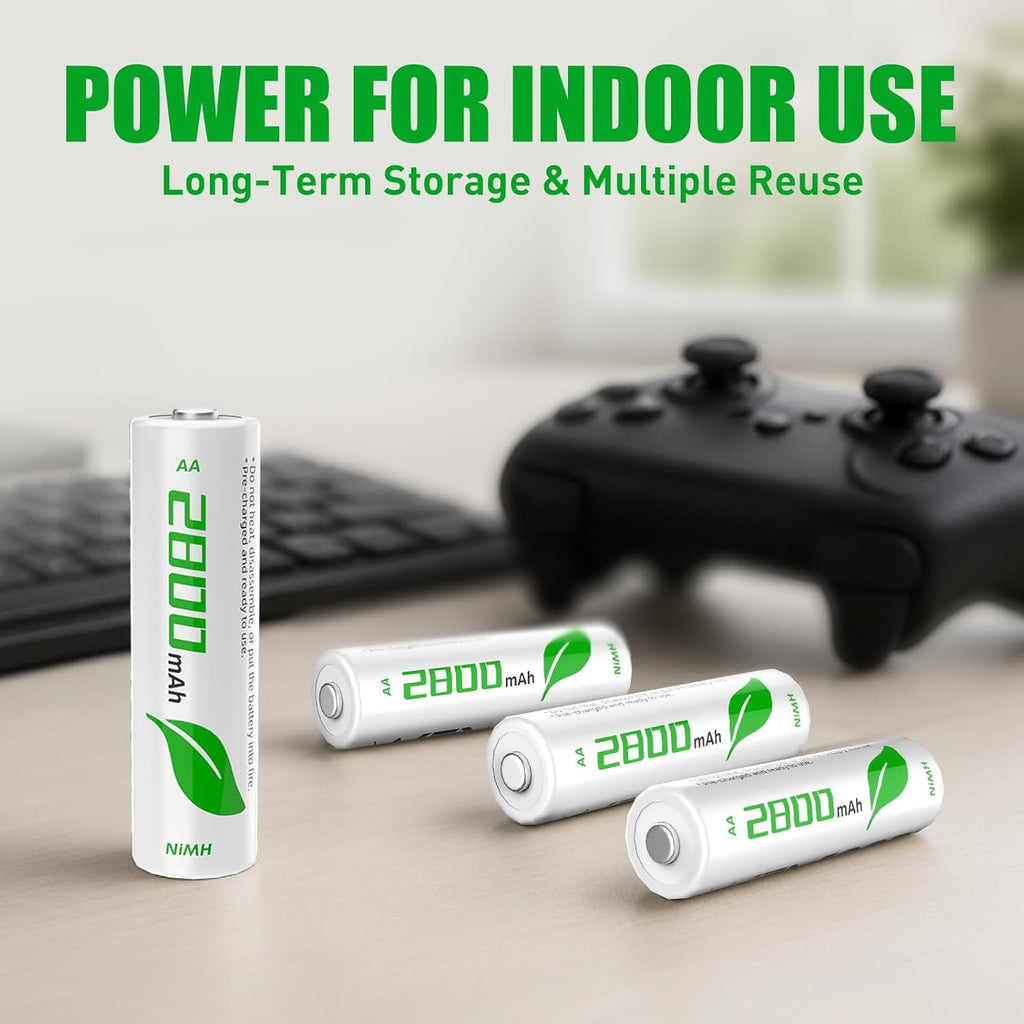 Rechargeable AA Batteries by Energizer - 2800mAh High Capacity NiMH | Long-Lasting Power for Household & Gaming