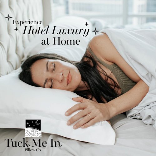 Houseify Tuck Me In Pillow Co. Down Alternative Pillows - Hypoallergenic Queen Size, Set of 2 | Premium Breathable Comfort for Side and Back Sleepers