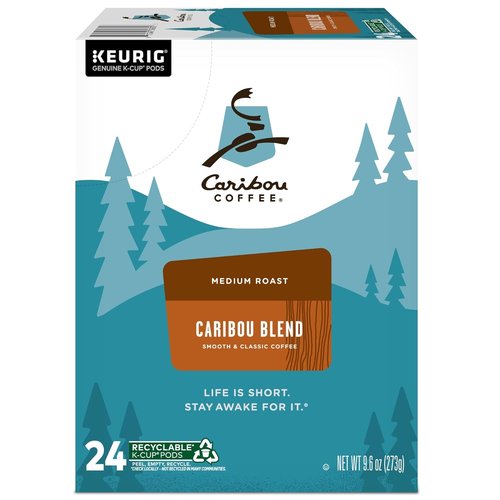 Caribou Coffee K-Cup Pods - Caribou Blend Medium Roast Coffee | 24 Single-Serve Pods