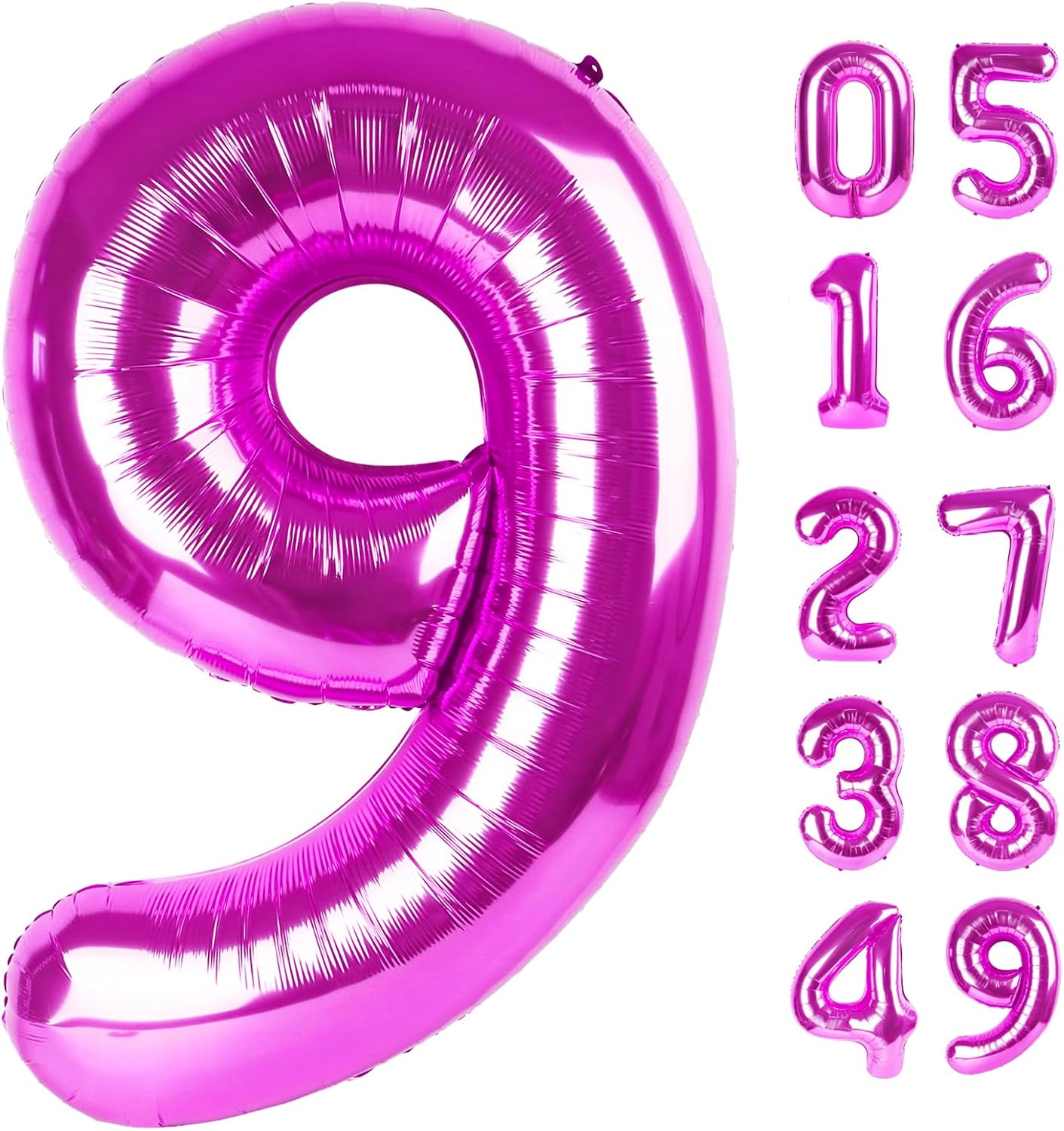 Rosy Purple 40-Inch Number 9 Balloon - Giant Birthday Decoration for Girls' 9th, 19th, and 29th Parties