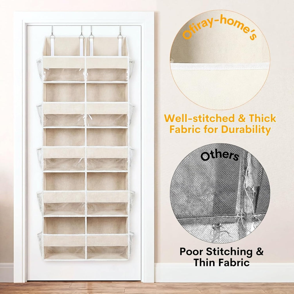 Ofiray-Home Over The Door Organizer - Extra Large 5-Tier Storage with 10 Compartments | Beige, 80 lbs Capacity